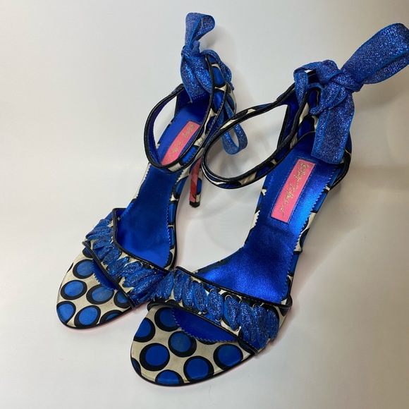 blue polka dot heels